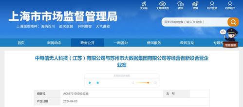 中电信无人科技 江苏 与苏州市大数据集团等经营者新设合营企业案