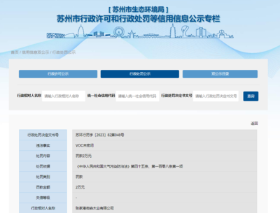 张家港微森木业被生态环境部门处罚